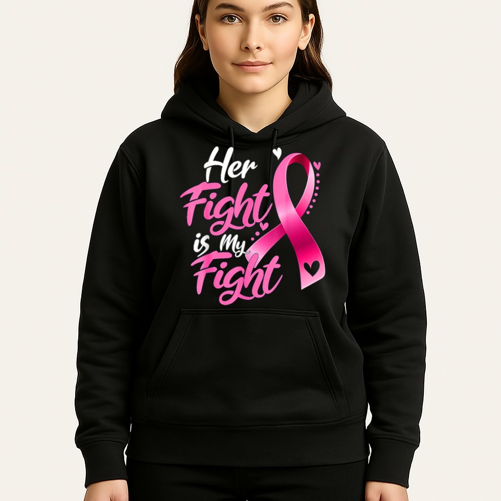 Her Fight Is My Fight Breast Cancer Awareness Family Support Hoodie