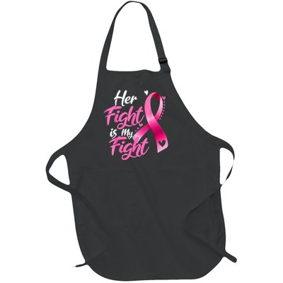 Her Fight Is My Fight Breast Cancer Awareness Family Support Full-Length Apron With Pockets