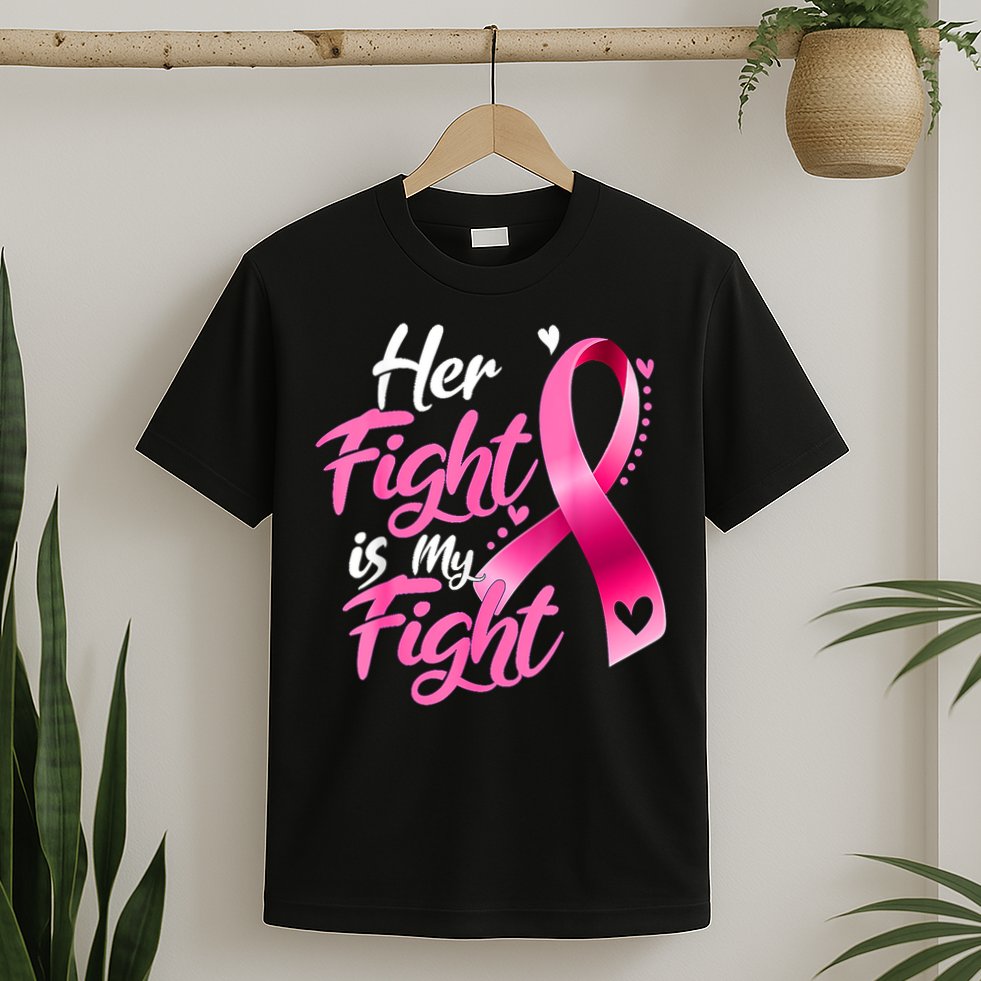 Her Fight Is My Fight Breast Cancer Awareness Family Support T-Shirt
