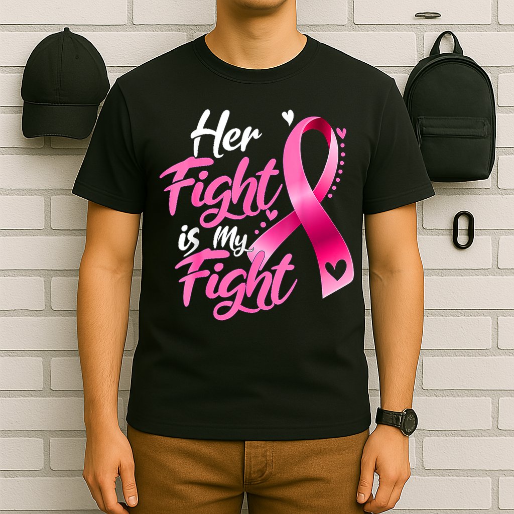 Her Fight Is My Fight Breast Cancer Awareness Family Support T-Shirt