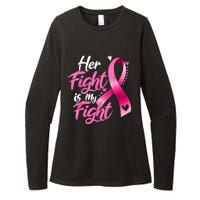 Her Fight Is My Fight Breast Cancer Awareness Family Support Womens CVC Long Sleeve Shirt