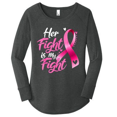 Her Fight Is My Fight Breast Cancer Awareness Family Support Women's Perfect Tri Tunic Long Sleeve Shirt