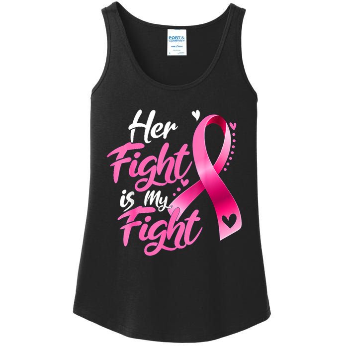 Her Fight Is My Fight Breast Cancer Awareness Family Support Ladies Essential Tank