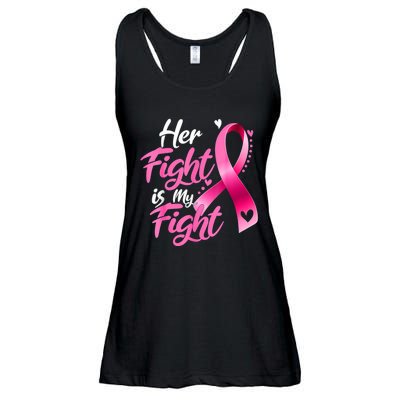 Her Fight Is My Fight Breast Cancer Awareness Family Support Ladies Essential Flowy Tank