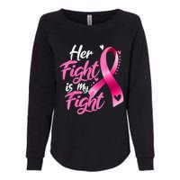 Her Fight Is My Fight Breast Cancer Awareness Family Support Womens California Wash Sweatshirt