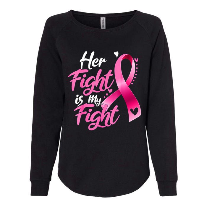 Her Fight Is My Fight Breast Cancer Awareness Family Support Womens California Wash Sweatshirt