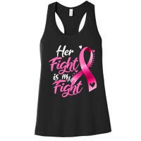 Her Fight Is My Fight Breast Cancer Awareness Family Support Women's Racerback Tank