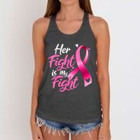 Her Fight Is My Fight Breast Cancer Awareness Family Support Women's Knotted Racerback Tank