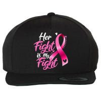 Her Fight Is My Fight Breast Cancer Awareness Family Support Wool Snapback Cap