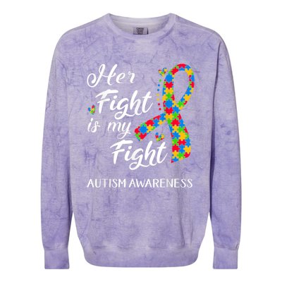 Her Fight Is My Fight Autism Awareness Month Plus Size Shirts Colorblast Crewneck Sweatshirt