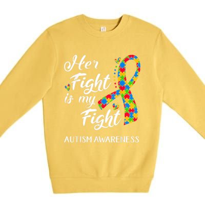 Her Fight Is My Fight Autism Awareness Month Plus Size Shirts Premium Crewneck Sweatshirt