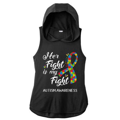 Her Fight Is My Fight Autism Awareness Month Plus Size Shirts Ladies PosiCharge Tri-Blend Wicking Draft Hoodie Tank