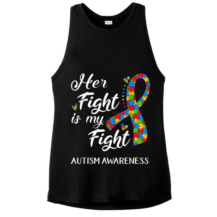 Her Fight Is My Fight Autism Awareness Month Plus Size Shirts Ladies PosiCharge Tri-Blend Wicking Tank