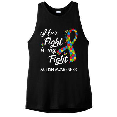 Her Fight Is My Fight Autism Awareness Month Plus Size Shirts Ladies PosiCharge Tri-Blend Wicking Tank