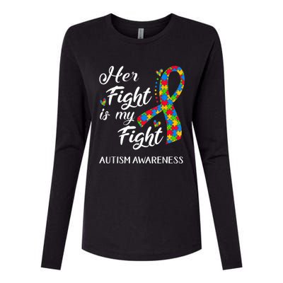 Her Fight Is My Fight Autism Awareness Month Plus Size Shirts Womens Cotton Relaxed Long Sleeve T-Shirt