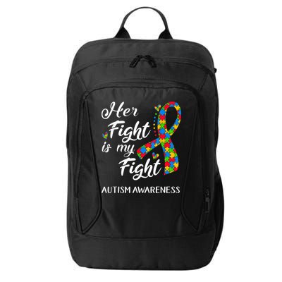 Her Fight Is My Fight Autism Awareness Month Plus Size Shirts City Backpack