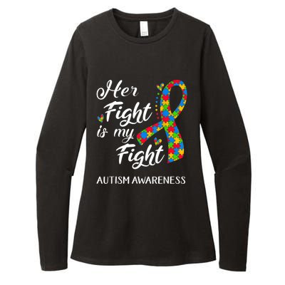 Her Fight Is My Fight Autism Awareness Month Plus Size Shirts Womens CVC Long Sleeve Shirt