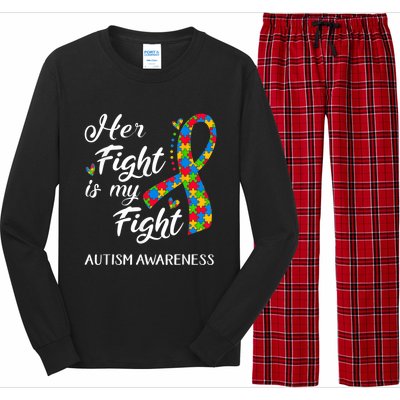 Her Fight Is My Fight Autism Awareness Month Plus Size Shirts Long Sleeve Pajama Set