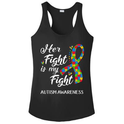 Her Fight Is My Fight Autism Awareness Month Plus Size Shirts Ladies PosiCharge Competitor Racerback Tank