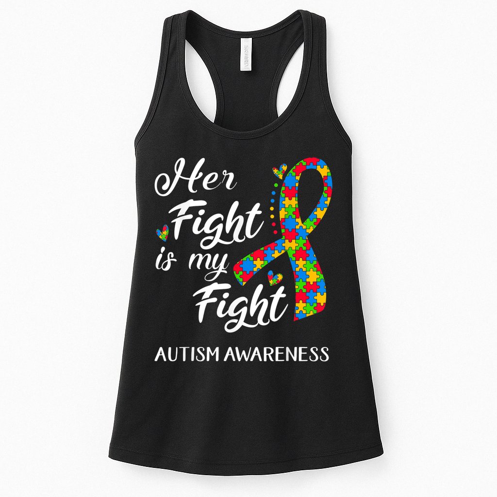 Her Fight Is My Fight Autism Awareness Month Plus Size Shirts Womens Tank Top