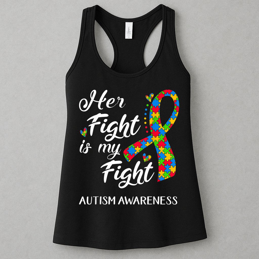 Her Fight Is My Fight Autism Awareness Month Plus Size Shirts Womens Tank Top