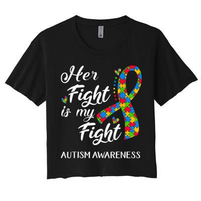 Her Fight Is My Fight Autism Awareness Month Plus Size Shirts Crop Top