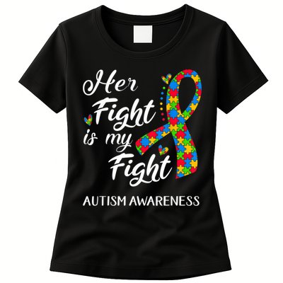 Her Fight Is My Fight Autism Awareness Month Plus Size Shirts Womens T-Shirt