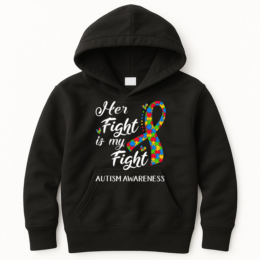 Her Fight Is My Fight Autism Awareness Month Plus Size Shirts Kids Hoodie