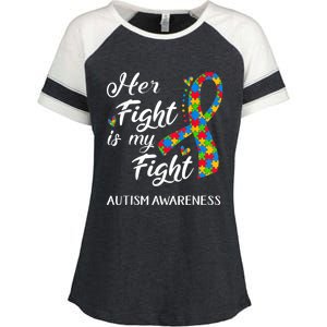 Her Fight Is My Fight Autism Awareness Month Plus Size Shirts Enza Ladies Jersey Colorblock Tee