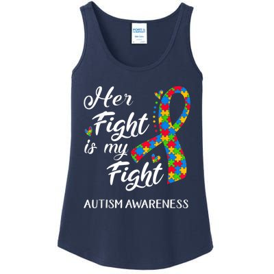 Her Fight Is My Fight Autism Awareness Month Plus Size Shirts Ladies Essential Tank