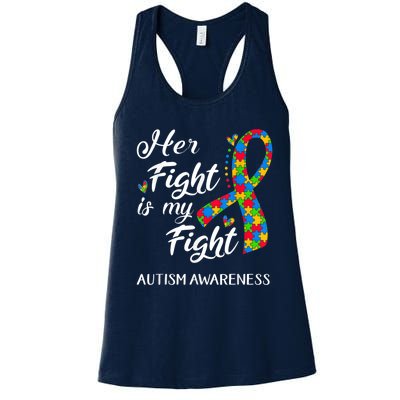 Her Fight Is My Fight Autism Awareness Month Plus Size Shirts Women's Racerback Tank