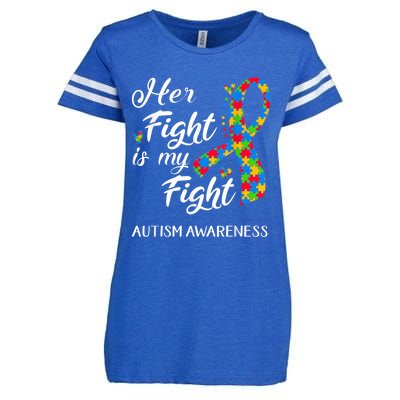 Her Fight Is My Fight Autism Awareness Month Plus Size Shirts Enza Ladies Jersey Football T-Shirt