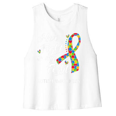 Her Fight Is My Fight Autism Awareness Month Plus Size Shirts Women's Racerback Cropped Tank