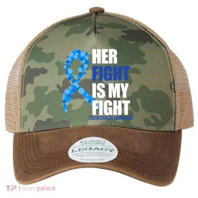 Her Fight Is My Fight Colon Cancer Awareness Ribbon Legacy Tie Dye Trucker Hat