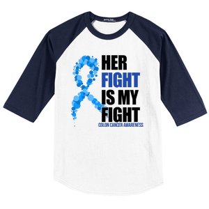 Her Fight Is My Fight Colon Cancer Awareness Ribbon Baseball Sleeve Shirt