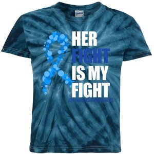 Her Fight Is My Fight Colon Cancer Awareness Ribbon Kids Tie-Dye T-Shirt