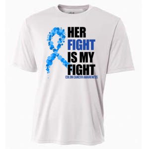 Her Fight Is My Fight Colon Cancer Awareness Ribbon Cooling Performance Crew T-Shirt