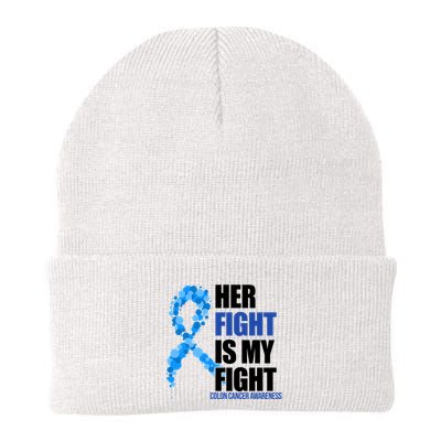 Her Fight Is My Fight Colon Cancer Awareness Ribbon Beanie