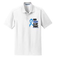 Her Fight Is My Fight Colon Cancer Awareness Ribbon Dry Zone Grid Polo