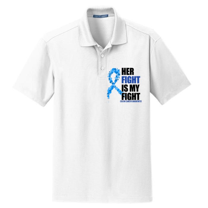 Her Fight Is My Fight Colon Cancer Awareness Ribbon Dry Zone Grid Polo