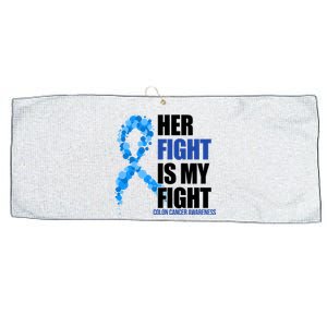 Her Fight Is My Fight Colon Cancer Awareness Ribbon Large Microfiber Waffle Golf Towel