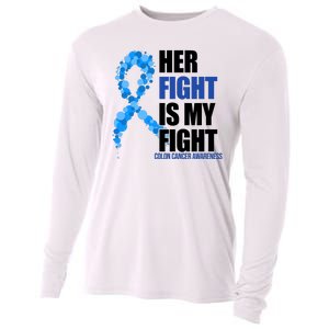 Her Fight Is My Fight Colon Cancer Awareness Ribbon Cooling Performance Long Sleeve Crew