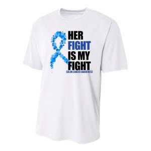 Her Fight Is My Fight Colon Cancer Awareness Ribbon Youth Performance Sprint T-Shirt