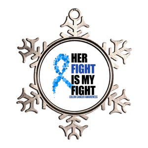 Her Fight Is My Fight Colon Cancer Awareness Ribbon Metallic Star Ornament