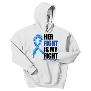 Her Fight Is My Fight Colon Cancer Awareness Ribbon Kids Hoodie