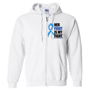 Her Fight Is My Fight Colon Cancer Awareness Ribbon Full Zip Hoodie