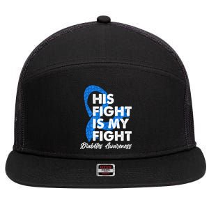 His Fight Is My Fight Diabetes Awareness 7 Panel Mesh Trucker Snapback Hat