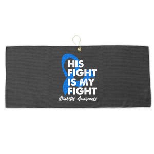 His Fight Is My Fight Diabetes Awareness Large Microfiber Waffle Golf Towel