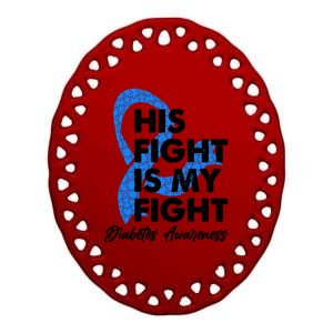 His Fight Is My Fight Diabetes Awareness Ceramic Oval Ornament