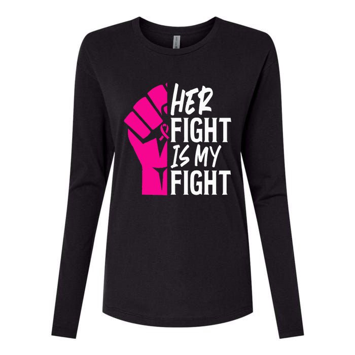 Her Fight Is My Fight Breast Cancer Awareness Family Support Womens Cotton Relaxed Long Sleeve T-Shirt